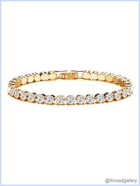 Single Row Crystal Tennis Bracelet Alloy Link Bracelet for Women and Men 6.5in